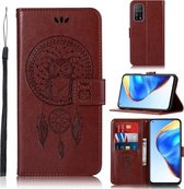 Voor Xiaomi Mi 10T 5G Windgong Uil Embossing Patroon Horizontale Flip Leren Case met Houder & Kaartsleuven & Portemonnee (Bruin)