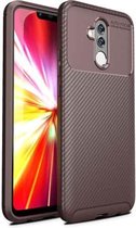 Beetle Shape Carbon Fiber Texture Shockproof TPU Case voor Huawei Mate 20 Lite (bruin)