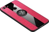 Voor Huawei Enjoy 8 Plus XINLI Stitching Cloth Textue Shockproof TPU beschermhoes met ringhouder (rood)