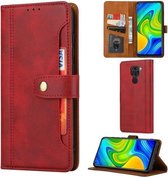 Voor Xiaomi Redmi Note 9 Kalf Textuur Dubbele Vouwsluiting Horizontale Flip Leren Case met Fotolijst & Houder & Kaartsleuven & Portemonnee (Rood)