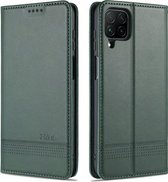 Voor Samsung Galaxy A12 AZNS Magnetische Kalf Textuur Horizontale Flip Leren Case met Kaartsleuven & Houder & Portemonnee (Drak Groen)