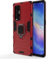 Voor OPPO Reno5 Pro + PC + TPU schokbestendige beschermhoes met magnetische ringhouder (rood)