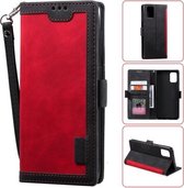 Voor Samsung Galaxy A52 5G / 4G Retro Splicing Horizontale Flip lederen tas met kaartsleuven & houder & portemonnee (rood)