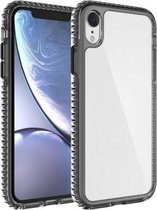 2 in 1 Ultra Clear Elf schokbestendige pc + TPU-hoes met verwijderbare kleurknop voor iPhone XR (zwart + zwart)