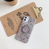 Schokbestendige IMD Camouflage TPU-beschermhoes met houder voor iPhone 11 (roze)