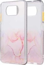 Voor Xiaomi Poco X3 NFC Marble Texture TPU + PC beschermhoes (wit roze)