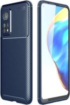 Voor Xiaomi Mi 10T koolstofvezel textuur schokbestendig TPU-hoesje (blauw)