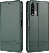 Voor Xiaomi Redmi Note 9 AZNS Magnetische Kalf Textuur Horizontale Flip Leren Case met Kaartsleuven & Houder & Portemonnee (Donkergroen)