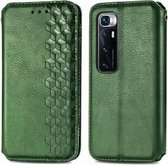 Voor Xiaomi Mi 10 Ultra Cubic Grid Pressed Horizontal Flip Magnetic PU Leather Case met houder & kaartsleuven & portemonnee (groen)