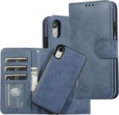 Voor iPhone XR KLT888-2 Retro 2 in 1 afneembare magnetische horizontale flip TPU + PU lederen tas met houder & kaartsleuven & fotolijst & portemonnee (donkerblauw)