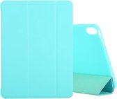 Voor iPad Air (2020) 10.9 siliconen 3-vouwbare lederen hoes met volledige dekking (lichtblauw)