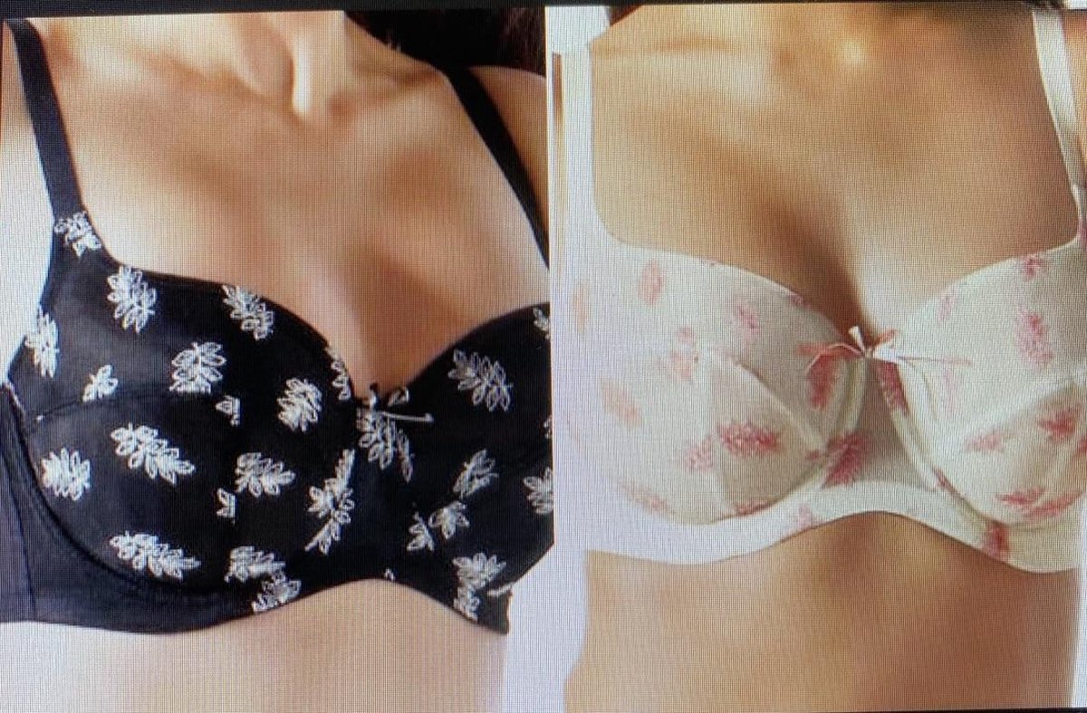 Soutien-gorge à armatures, dentelle transparente deux tons