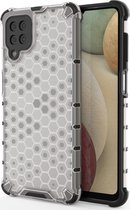 Samsung Galaxy A12 Hoesje - Mobigear - Honeycomb Serie - Hard Kunststof Backcover - Wit - Hoesje Geschikt Voor Samsung Galaxy A12