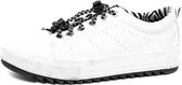 Sneakerveters | Platte elastische zwart witte lock veters | 100cm