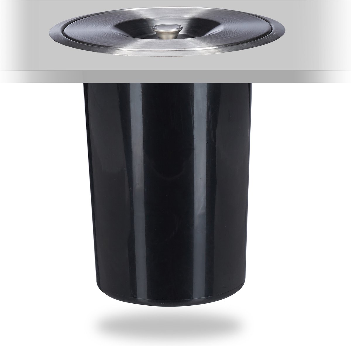 Goedkoopste inbouw vuilnisbak voor aanrechtblad - 29,5 x 26,5 cm - rvs - deksel - hygienisch