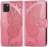 Voor Galaxy Note10 Lite / A81 / M60s Butterfly Love Flowers Embossing Horizontale Flip Leather Case met houder & kaartsleuven & portemonnee & Lanyard (roze)