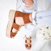 Dames sandalen met plateauzool, strandschoenen, maat: 43 (bruin)