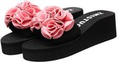 Antislip dikke bodem handgemaakte bloempantoffels, maat: 41 (roze)