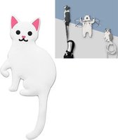 3 STKS Creatieve Cartoon Haak Achter de Deur Dierenhaak aan de Muur (Witte Kat)