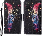 Voor Samsung Galaxy A02s (Amerikaanse versie) Gekleurd tekeningpatroon Horizontaal lederen flip-hoesje met houder & kaartsleuven & portemonnee & lanyard (veer)