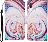 Voor Samsung Galaxy A20 / A30 Gekleurde tekening patroon Horizontale flip lederen tas met houder & kaartsleuven & portemonnee & lanyard (Whirlpool marmer)