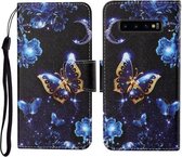 Voor Samsung Galaxy S10 + Gekleurde Tekening Patroon Horizontale Flip Leren Case met Houder & Kaartsleuven & Portemonnee & Lanyard (Maan Vlinder)