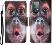 Voor Samsung Galaxy A52 5G / 4G Gekleurde Tekening Patroon Horizontale Flip Leren Case met Houder & Kaartsleuven & Portemonnee & Lanyard (Orang-oetan)