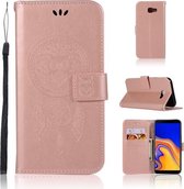 Windgong Uil Embossing Patroon Horizontale Leren Flip Case met Houder & Kaartsleuven & Portemonnee Voor Galaxy J4 + (Rose Goud)