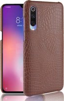 Schokbestendige krokodiltextuur pc + PU-hoes voor Xiaomi Mi 9 SE (bruin)
