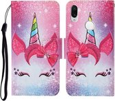 Voor Xiaomi Redmi Note 7/7 Pro Gekleurde Tekening Patroon Horizontale Flip Leren Case met Houder & Kaartsleuven & Portemonnee & Lanyard (Wimper Eenhoorn)