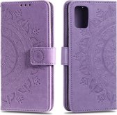 Voor Samsung Galaxy S10 Lite / A91 Totem Bloem Reliëf Horizontale Flip TPU + PU Leren Case met Houder & Kaartsleuven & Portemonnee (Paars)