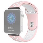 Voor Xiaomi Smart Watch Standard / Pride-versie 18 mm tweekleurige siliconen vervangende band horlogeband (roze wit)