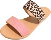 Dames platte pantoffelsandalen, maat: 36 (roze)