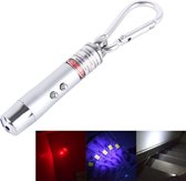 2 STKS Portable Kleurrijke Metalen Shell Mini LED Zaklamp Zaklamp Laserlicht Sleutelhanger Outdoor voor Wandelen Klimmen Geld Detecteren (zilver)