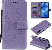 Voor Xiaomi Mi 9 Lite / CC9 Totem Bloem Reliëf Horizontale Flip TPU + PU lederen tas met houder & kaartsleuven & portemonnee (paars)