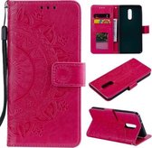 Voor LG Stylo 5 Totem Bloem Reliëf Horizontale Flip TPU + PU lederen tas met houder & kaartsleuven & portemonnee (rood)