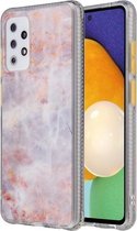 Voor Samsung Galaxy A72 gekleurd glazuur marmer TPU + pc beschermhoes (oranje)