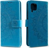 Voor Huawei P40 Lite Totem Bloem Reliëf Horizontale Flip TPU + PU lederen tas met houder & kaartsleuven & portemonnee (blauw)