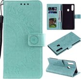 Voor Samsung Galaxy A10s Totem Bloem Reliëf Horizontale Flip TPU + PU Leren Case met Houder & Kaartsleuven & Portemonnee (Groen)