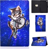 Voor Lenovo Tab M10 Plus TB-X606F Gekleurde Tekening Horizontale Flip Leren Case met Houder & Kaartsleuven & Slaap / Wekfunctie (Bril Kat)