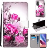 Voor Xiaomi Redmi K40 / K40 Pro / K40 Pro + / Mi 11i / Poco F3 Gekleurde tekening Cross Texture Horizontale Flip PU lederen hoes met houder & kaartsleuven & portemonnee & Lanyard (Wild Rose)