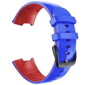 Voor Fitbit Charge 3/4 universele tweekleurige siliconen vervangende band horlogeband (blauw rood)