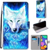 Voor Samsung Galaxy F62 / M62 Gekleurde tekening Cross Texture Horizontale Flip PU lederen tas met houder & kaartsleuven & portemonnee & lanyard (Dick Rose Wolf)