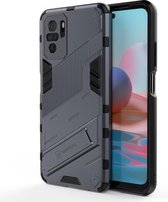Voor Xiaomi Redmi Note 10 Punk Armor 2 in 1 PC + TPU schokbestendig hoesje met onzichtbare houder (grijs)