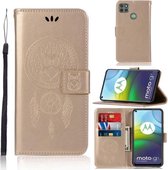 Voor Motorola Moto G9 Power Wind Chime Uil Embossing Patroon Horizontale Flip Leren Case met Houder & Kaartsleuven & Portemonnee (Goud)