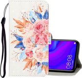 Voor Huawei Nova 5 3D Gekleurde Tekening Horizontale Flip PU Lederen Case met Houder & Kaartsleuven & Portemonnee (Zonnebloem)