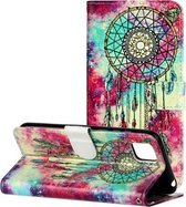 Voor Huawei Y5p Gekleurde Tekening Marmer Patroon Horizontale Flip PU Lederen Case met Houder & Kaartsleuven & Portemonnee (vlinder Windgong)