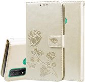 Voor Huawei P Smart 2020 Rose Reliëf Horizontale Flip PU lederen hoes met houder & kaartsleuven & portemonnee (goud)