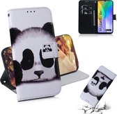 Voor Huawei Y6P Gekleurde Tekening Horizontale Flip Leren Case met Houder & Kaartsleuf & Portemonnee (Panda)