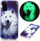 Voor Samsung Galaxy S20 Lichtgevende TPU zachte beschermhoes (Starry Sky Wolf)